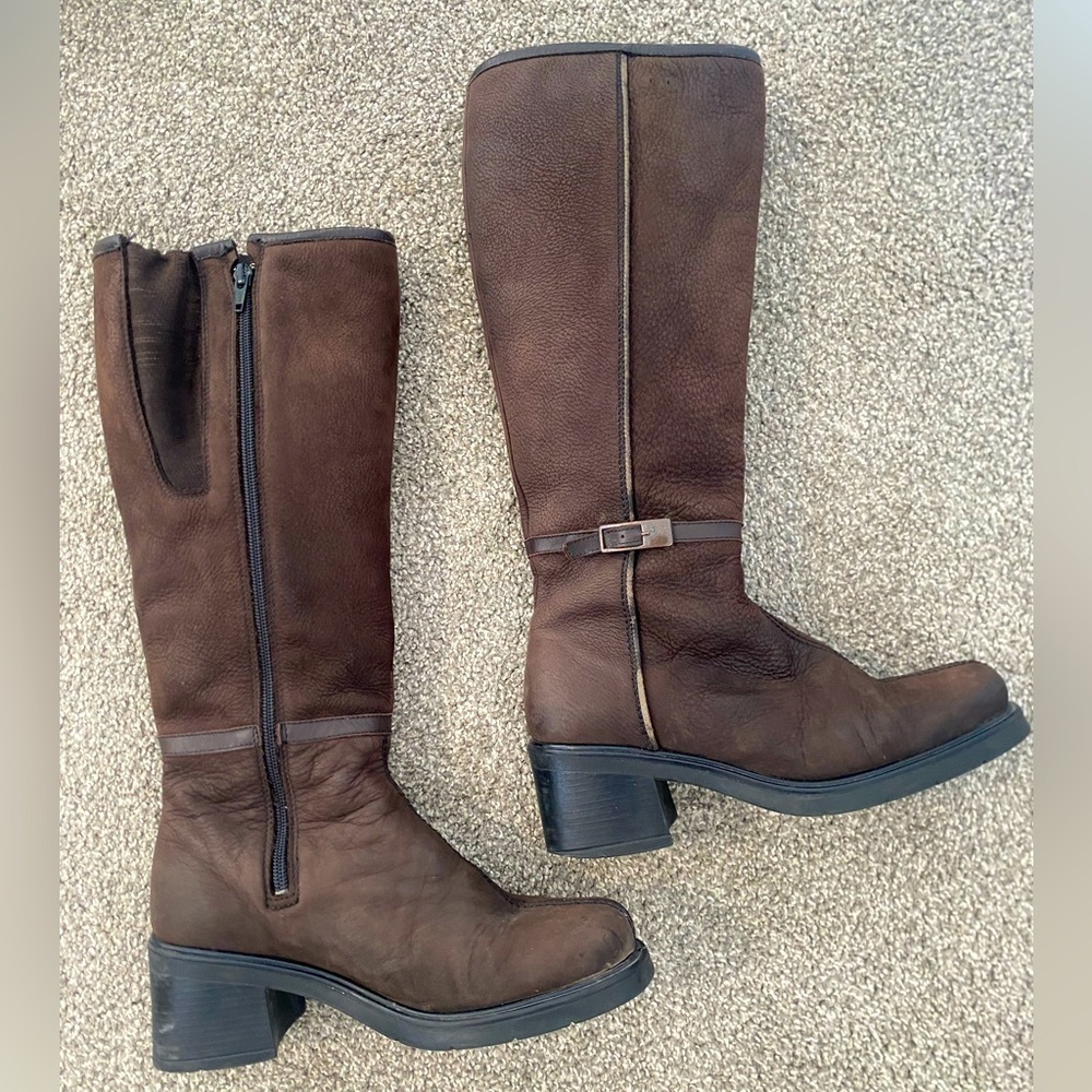 Anfibio Cowgirl Cowboy Riding Tall Knee-High Heeled Leather Brown Boots Size 8.5